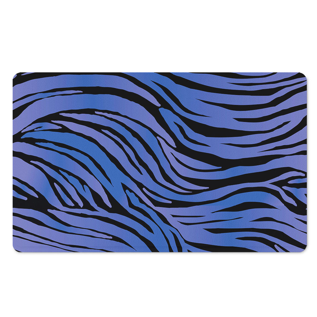 Black Blue Zebra Pattern Print Polyester Doormat
