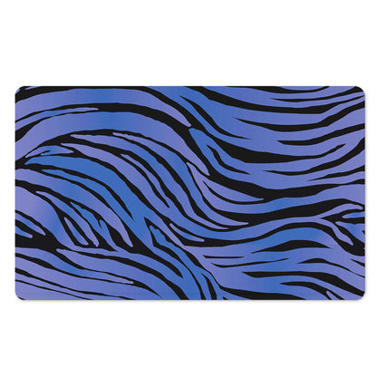 Black Blue Zebra Pattern Print Polyester Doormat