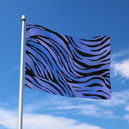 Black Blue Zebra Pattern Print Polyester Flag
