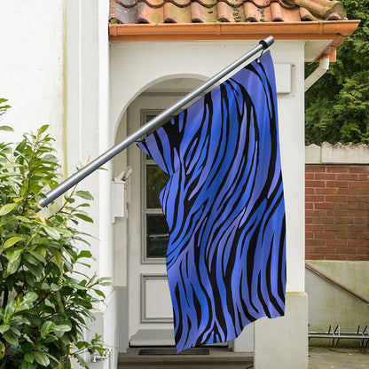 Black Blue Zebra Pattern Print Polyester Flag