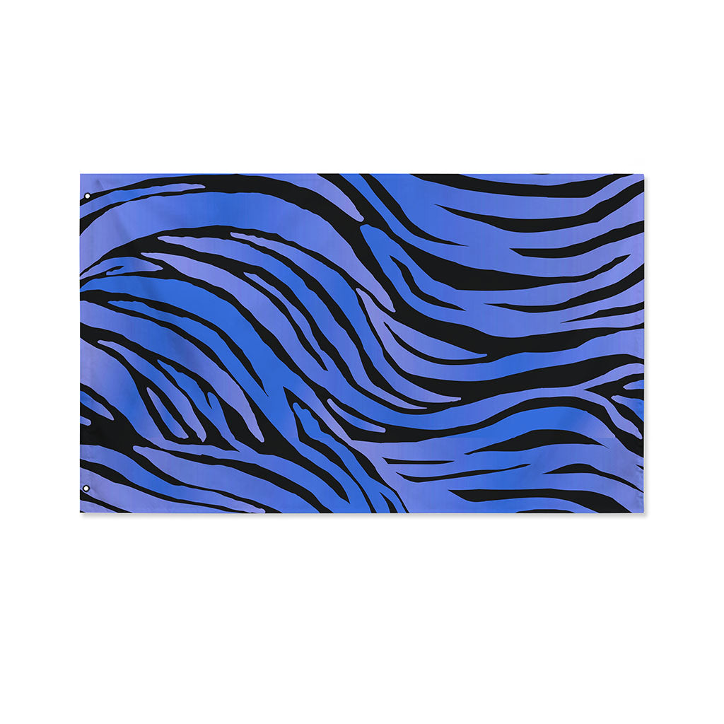 Black Blue Zebra Pattern Print Polyester Flag
