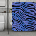Black Blue Zebra Pattern Print Polyester Shower Curtain