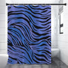 Black Blue Zebra Pattern Print Premium Shower Curtain