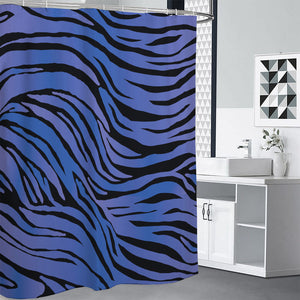 Black Blue Zebra Pattern Print Premium Shower Curtain