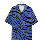 Black Blue Zebra Pattern Print Rayon Hawaiian Shirt