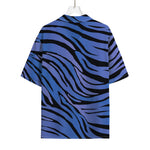 Black Blue Zebra Pattern Print Rayon Hawaiian Shirt