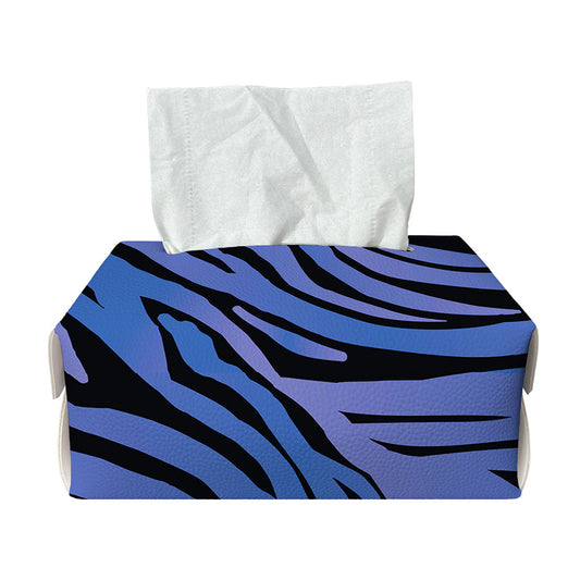 Black Blue Zebra Pattern Print Rectangle Tissue Box Cover