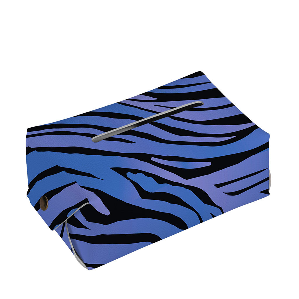 Black Blue Zebra Pattern Print Rectangle Tissue Box Cover