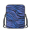 Black Blue Zebra Pattern Print Rectangular Crossbody Bag