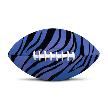 Black Blue Zebra Pattern Print Rugby Ball