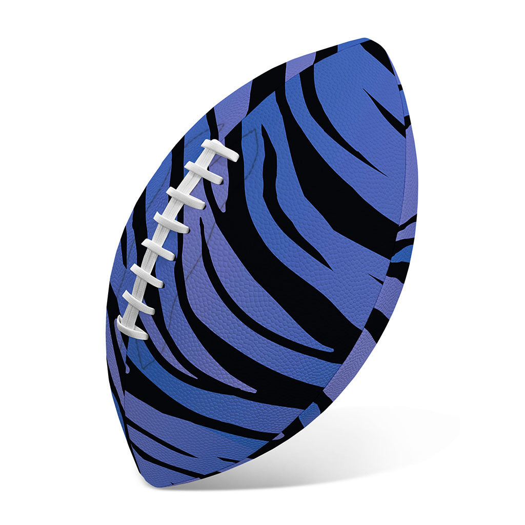 Black Blue Zebra Pattern Print Rugby Ball