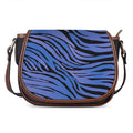 Black Blue Zebra Pattern Print Saddle Bag