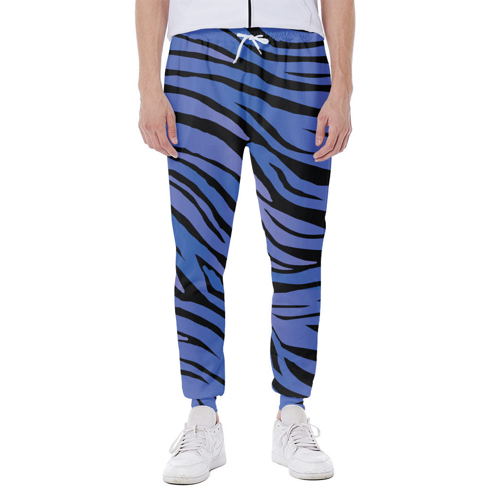 Black Blue Zebra Pattern Print Scuba Joggers