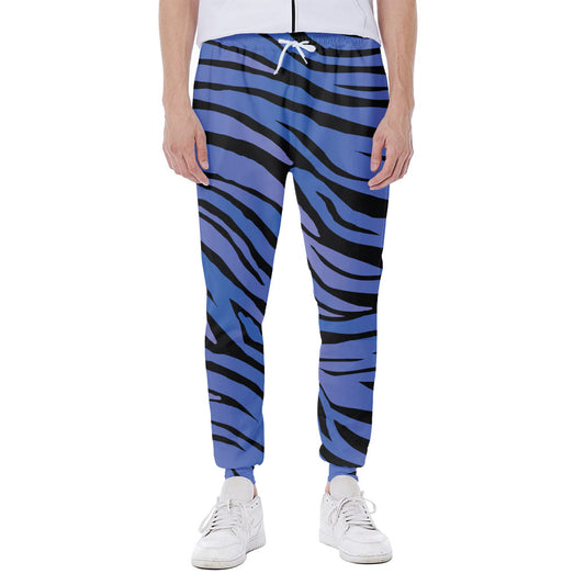 Black Blue Zebra Pattern Print Scuba Joggers