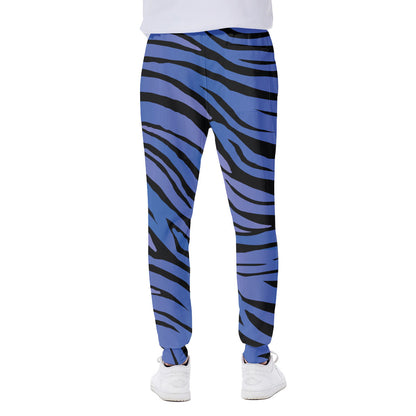 Black Blue Zebra Pattern Print Scuba Joggers
