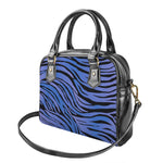 Black Blue Zebra Pattern Print Shoulder Handbag