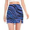 Black Blue Zebra Pattern Print Side Slit Mini Skirt