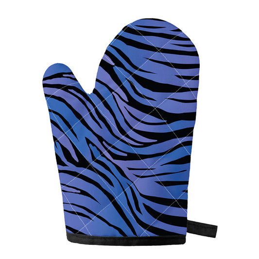 Black Blue Zebra Pattern Print Single Oven Mitt