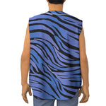 Black Blue Zebra Pattern Print Sleeveless Baseball Jersey