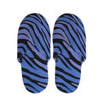 Black Blue Zebra Pattern Print Slippers