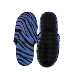 Black Blue Zebra Pattern Print Slippers