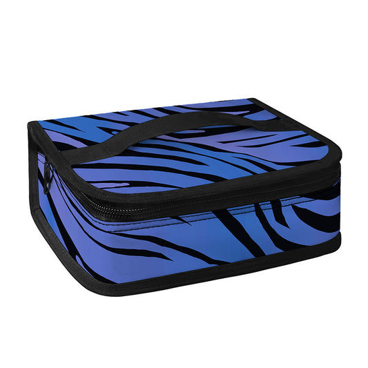 Black Blue Zebra Pattern Print Small Lunch Bag