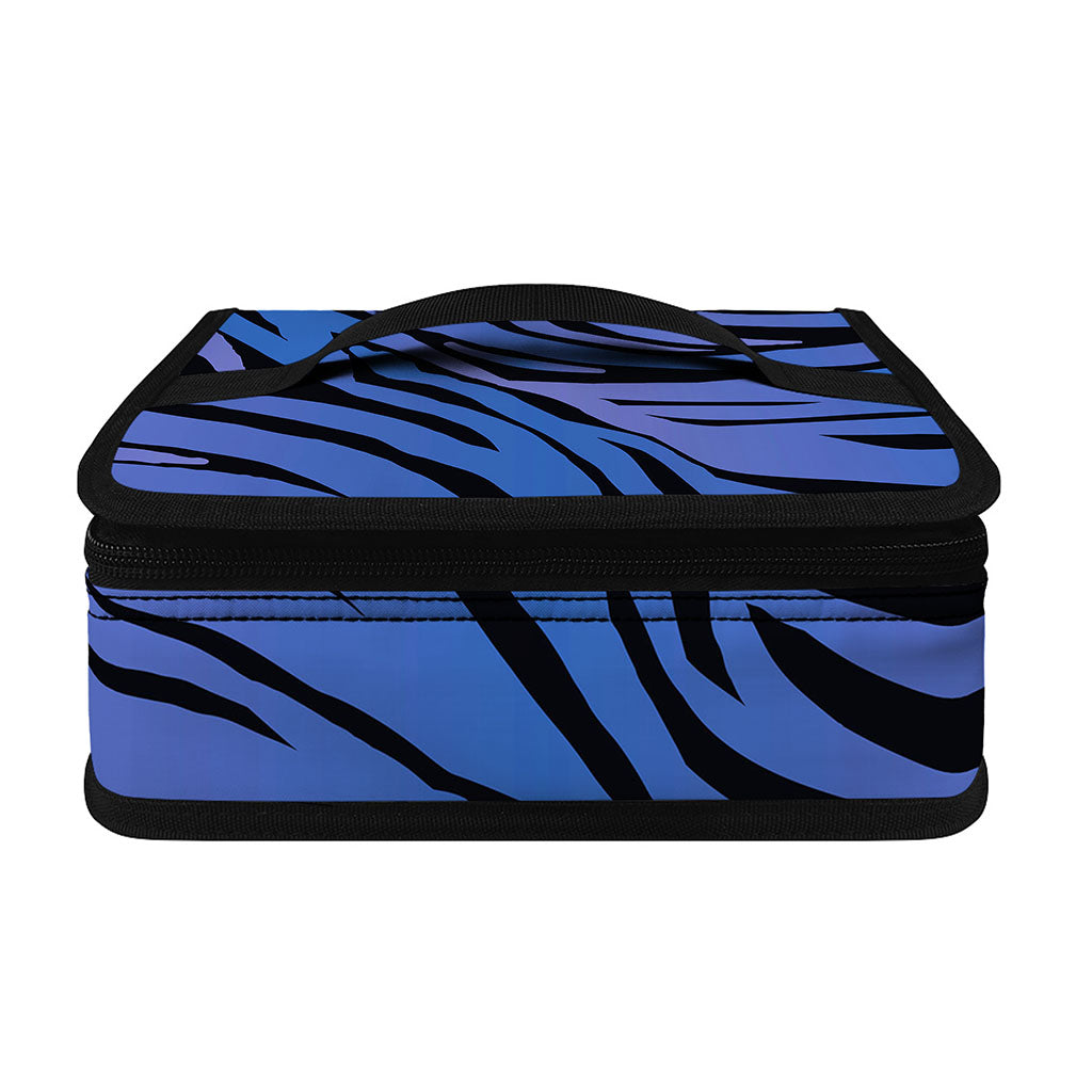 Black Blue Zebra Pattern Print Small Lunch Bag