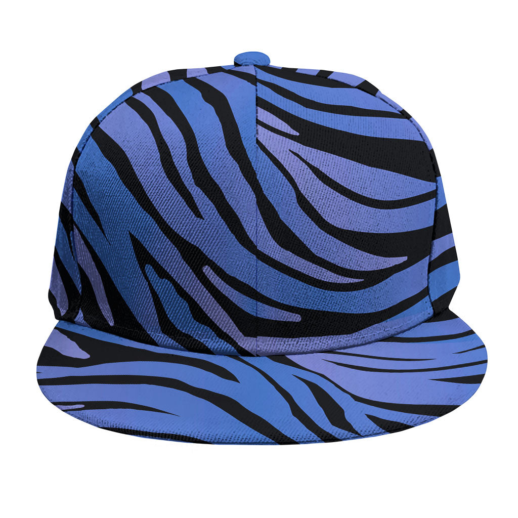 Black Blue Zebra Pattern Print Snapback Cap