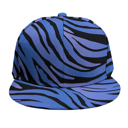 Black Blue Zebra Pattern Print Snapback Cap