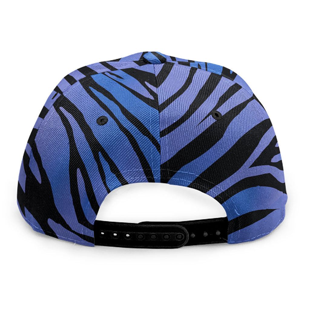 Black Blue Zebra Pattern Print Snapback Cap