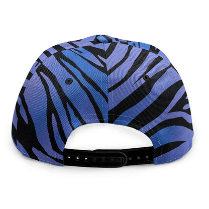 Black Blue Zebra Pattern Print Snapback Cap
