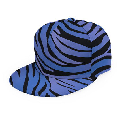 Black Blue Zebra Pattern Print Snapback Cap