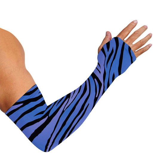Black Blue Zebra Pattern Print Sun Protection Arm Sleeves