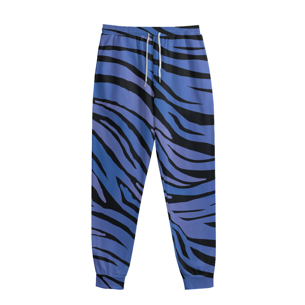 Black Blue Zebra Pattern Print Sweatpants