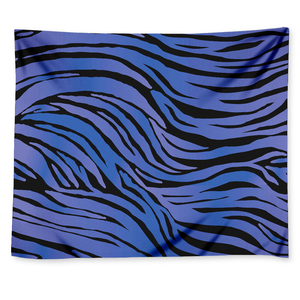 Black Blue Zebra Pattern Print Tapestry