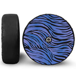 Black Blue Zebra Pattern Print Tire Cover With Camera Hole