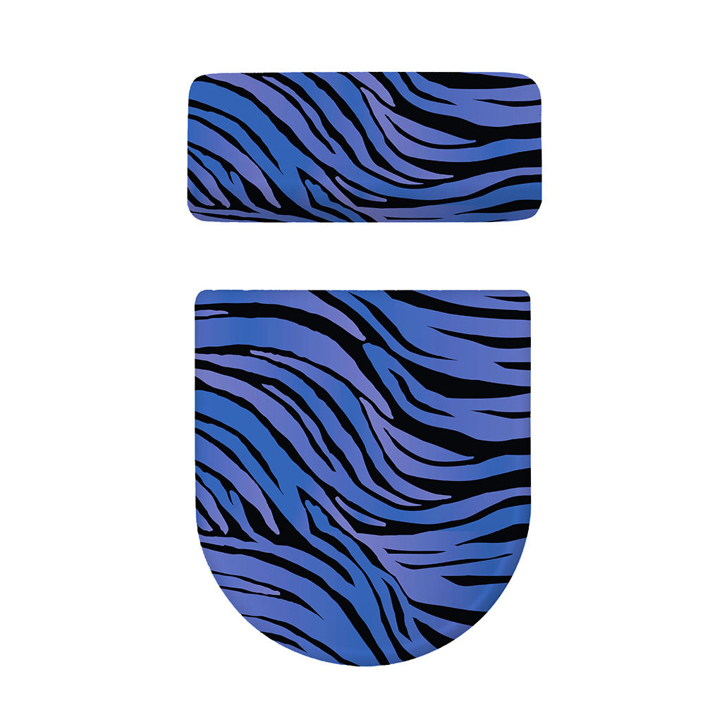 Black Blue Zebra Pattern Print Toilet Lid And Tank Cover Set