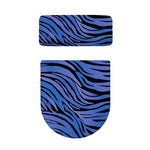 Black Blue Zebra Pattern Print Toilet Lid And Tank Cover Set