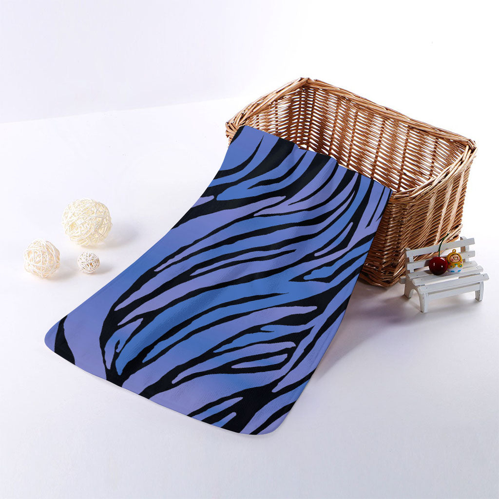 Black Blue Zebra Pattern Print Towel