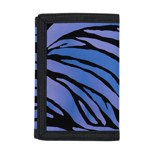 Black Blue Zebra Pattern Print Trifold Wallet