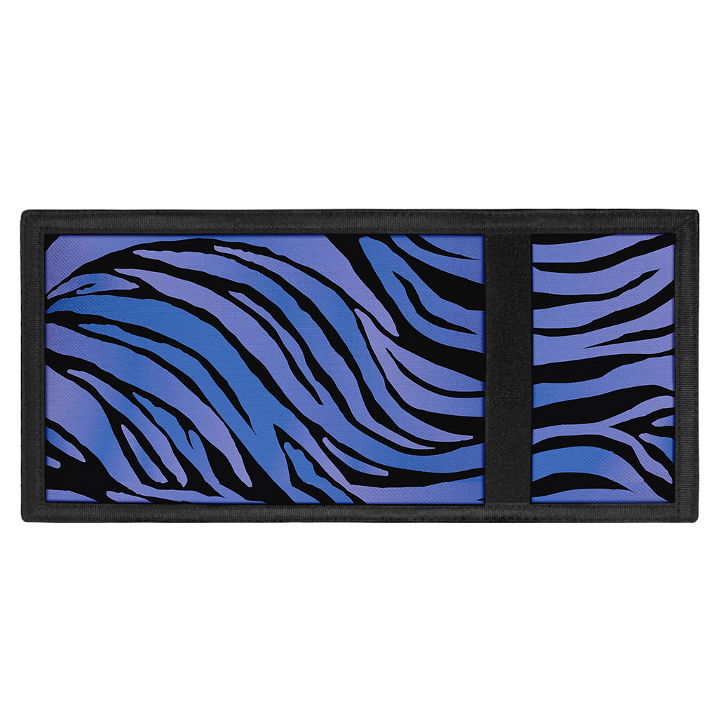 Black Blue Zebra Pattern Print Trifold Wallet