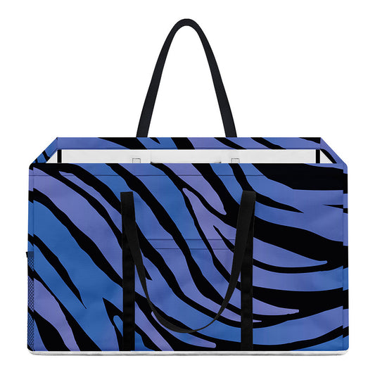 Black Blue Zebra Pattern Print Utility Tote Bag
