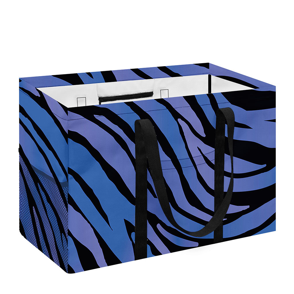 Black Blue Zebra Pattern Print Utility Tote Bag