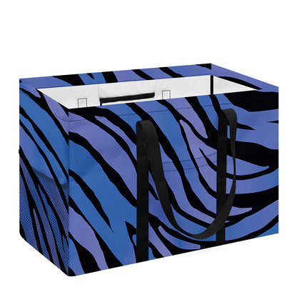 Black Blue Zebra Pattern Print Utility Tote Bag