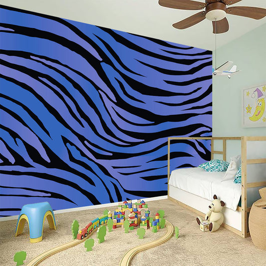 Black Blue Zebra Pattern Print Wall Sticker