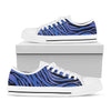 Black Blue Zebra Pattern Print White Low Top Sneakers