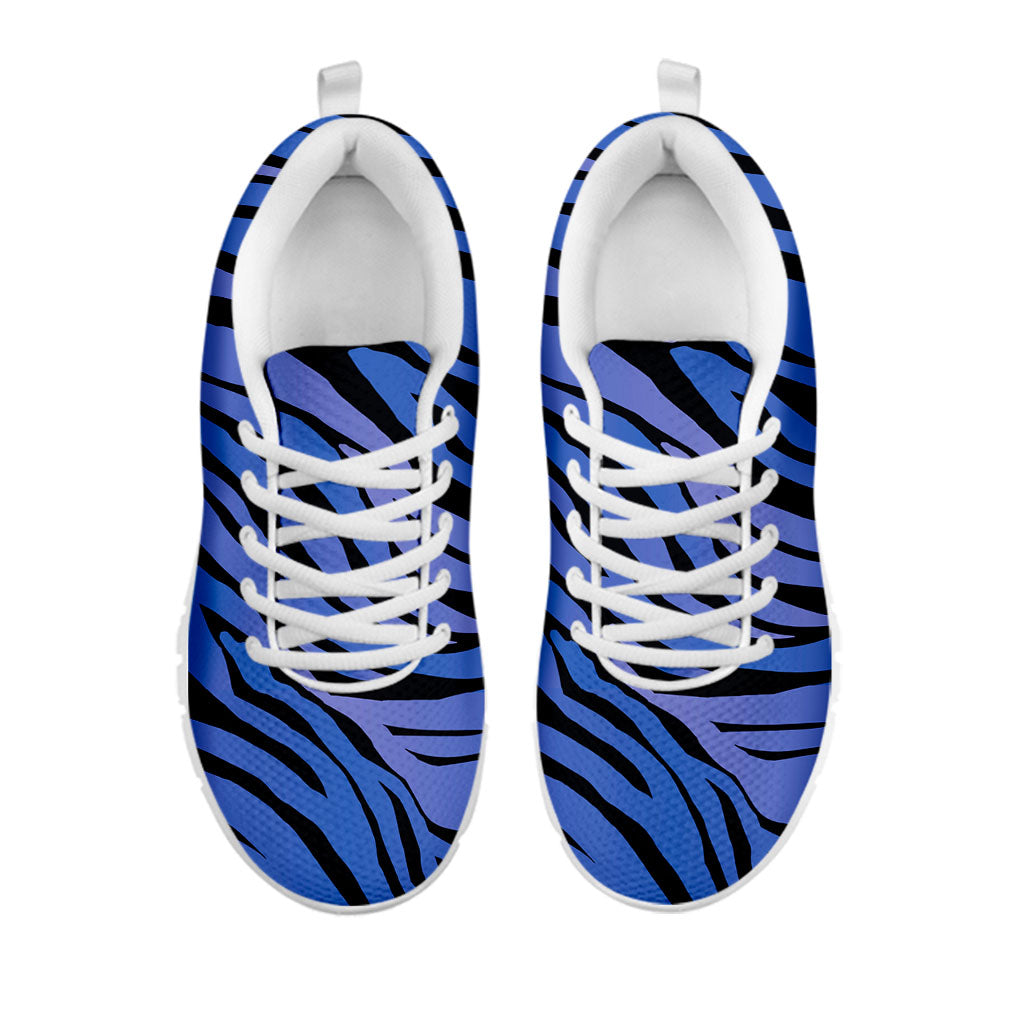 Black Blue Zebra Pattern Print White Running Shoes