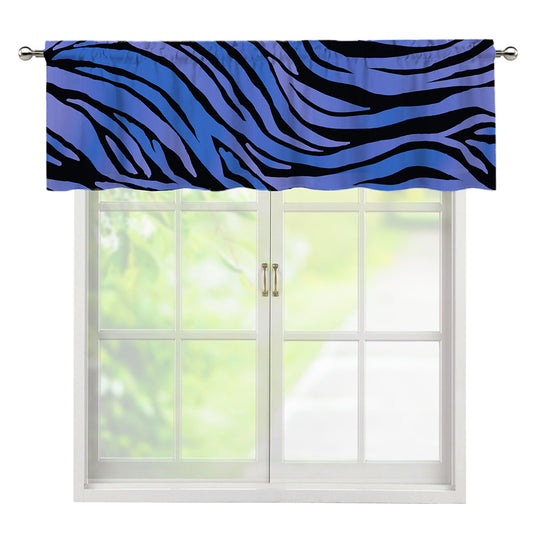 Black Blue Zebra Pattern Print Window Valance