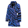 Black Blue Zebra Pattern Print Women's Bathrobe