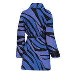 Black Blue Zebra Pattern Print Women's Bathrobe